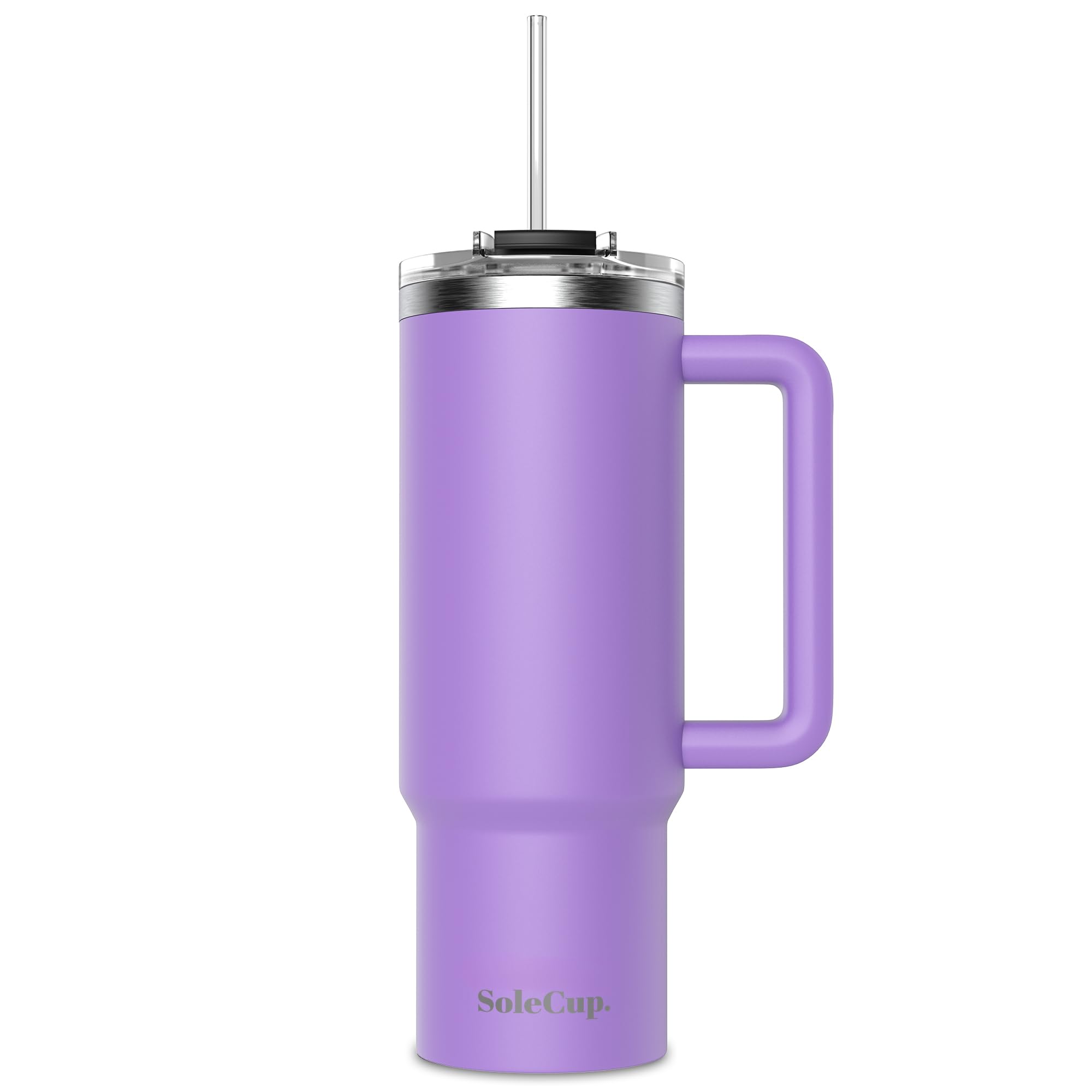 SoleCup. 30oz Travel Mug with Handle, Lid and Two Straws, Drinks Stay Hot for 8 Hours and Cold for 24 Hours - Double Wall Stainless Steel Vacuum Insulated Tumbler (Violet, 30oz) — image 1