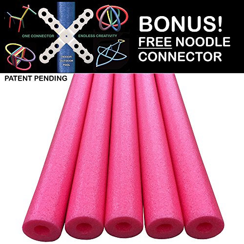 Oodles of Noodles Deluxe Foam Pool Swim Noodles - 5 Pack 52 Inch Wholesale Pricing Bulk Red