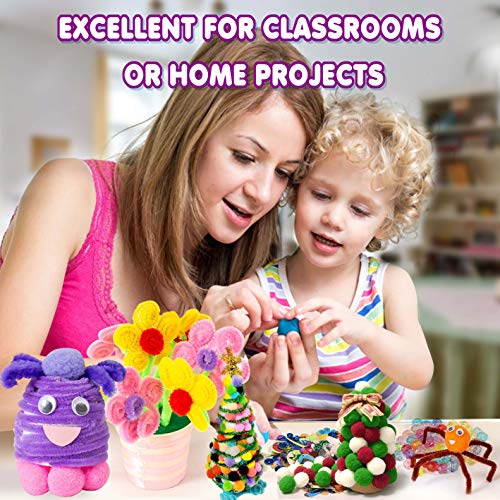 YITOHOP Bulk Pack Art and Craft Kit-Craft Art Supply Kit for Kids Age 4 5 6 7 8 9 - All in One DIY Crafting Collage Arts Set for Kids and Toddlers Features: The art and craft kit is very fantastic for making different DIY craft projects such as wreath, necklaces, flowers, dolls, etc. This is such a huge pack of arts and crafts supplies. Fun for both adults and kids: Perfect for your kids in preschools, kindergarten, elementary, classrooms, nurseries, and day cares, adults also can have fun with your kids. you can also make a great gift for your kids, family, friends . Package including: 25 x Pipe Cleaners 25x Glitter Pipe Cleaners 100 x Pom poms 100 x Glitter Pom poms 40 x feathers 50 x Colorful Wooden Popsicle Sticks 50 x Wooden Popsticks-Breakable 50 x Sticky Eyes 50 x Mixed EVA Foam Leaves 10 x Random Color Origami Paper 30 x Mixed Colors Buttons 50 x Crystal Diamond 5 x Glue 100 x Color Beads 100 x Sequins 52 x Letter beads 5 x color stickers 1 x Tool Scissors 1 x string ( 2meter length) 1 x Plastic Storage Box