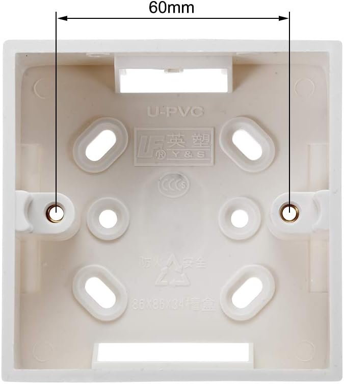 sourcing map Surface Mount Wall Switch Socket Box Outlet Single Gang 86 Type White, 86 Type 33mm Depth, 1pcs - Image 4