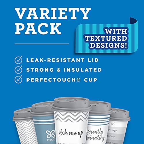 Dixie To Go Coffee Cups and Lids, 12 Oz, 26 Count, Assorted Designs