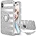 Maxdara Case for iPhone Xs Max Glitter Case Striped Ring Grip Holder Kickstand with Bling Sparkle Diamond Rhinestone Protective Bumper Luxury Pretty Fashion Girls Women XS Max Case 6.5 inches (Silver)