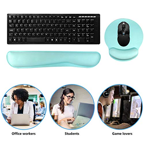 Keyboard Wrist Rest Pad Mouse Pad, Memory Foam, Rest Pads Sets for Comfortable Typing & Wrist Pain Relief, Anti-Slip Rubber Base (Green) - Thumbnail 7