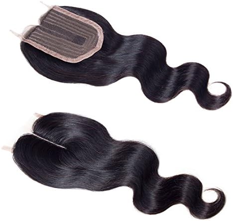 Alica 4x4 Lace Closure Middle Part Body Wave Brazilian Virgin Hair 100% Human Hair Top Closure 1 Piece (12", Natural Color)