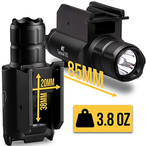 defendtek rechargable tactical led rail mounted gun flashlight MCCC 500 Lumens Mount Pistol Light with Strobe, Quick Release for Hunting, Black : Sports & Outdoors 600 Lumen Rechargeable Pistol Light