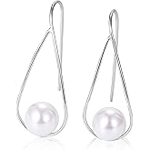 Pearl Earrings 925 Sterling Silver Drop Dangle Pearl Earrings Handmade Pearl Jewelry for Women Teen Girls Birthday Anniversary