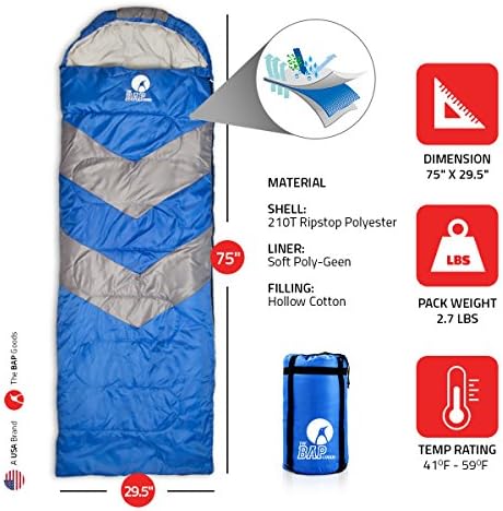 Sleeping Bag Outdoor Camping Extra Wide - Bonus Pillow - For Men Women &amp; Adults 210T Ripstop Compact Envelope Sleeping Bag - Ideal For All Year Long–Available In Two Colors and Different Thickness