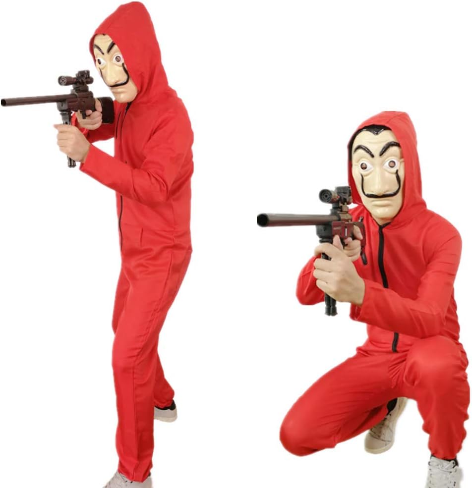 Unisex Dali Mask Red Costume for La Casa De Papel Coverall Jumpsuits