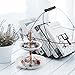 Jewelry Dish Stand Marble Resin & Rose Gold Metal- Bracelet & Necklace Jewelry Organizer Display Tree Rack w/Ring Tray (Marble1)