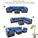 Outime Patio Sofa Brown Rattan Garden Sectional Sofa Set Outside Furniture Wicker Couch Outdoor Rattan Sofa Conversation Sets Royal Turquoise Cushions 7pcs