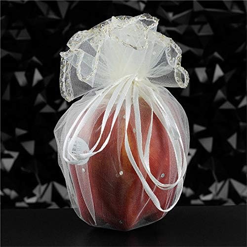 XLPD 50Pcs Colorful Wedding Favors and Gifts Round Organza Bag Jewelry Pouches Gauze Element Sweet Bag Wedding Decoration 5Z Beige