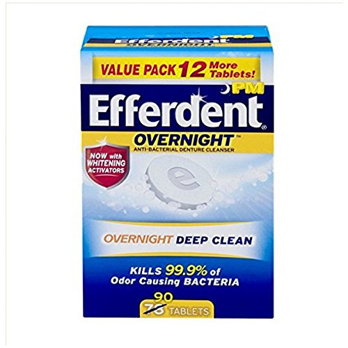 Efferdent PM Overnight Anti-Bacterial Denture  s 90 ea (Pack of 12)