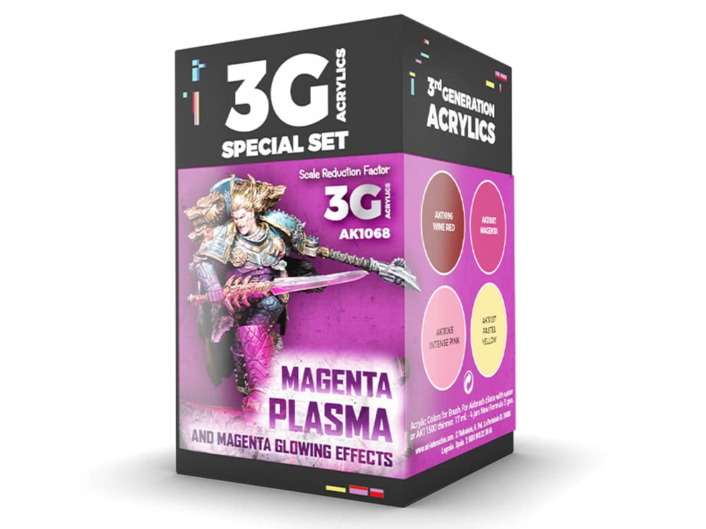 AK Acrylics 3Gen WARGAME Set AK1068 Magenta Plasma and Glowing EFFE (4x17ml)