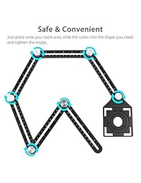 Sunjoyco Regla de ángulo universal, regla de aleación de aluminio, herramienta de medición multifunción para artesanos, constructores, artesanos, carpinteros