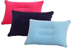 3 Pcs Ultralight Inflatable Pillow Small Squared Flocked Fabric Air Pillow for Hiking,Camping,Traveling,Napping,Desk Rest,Nec