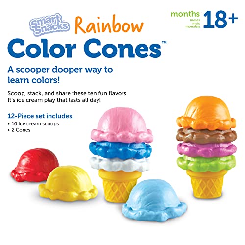 Learning Resources Smart Snacks Rainbow Color Cones 12 Pieces, Ages