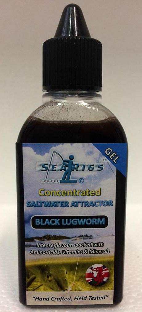 searigs - Saltwater Concentrated Attractor Gel - BLACK LUGWORM - Liquid Sea Fishing Bait