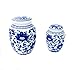 Decorative Blue and White Lotus Pattern Porcelain Storage Container or Display Unit.Large