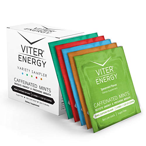 Viter Energy Caffeinated Mints 5 Flavor Sampler Pack. 40mg Caffeine