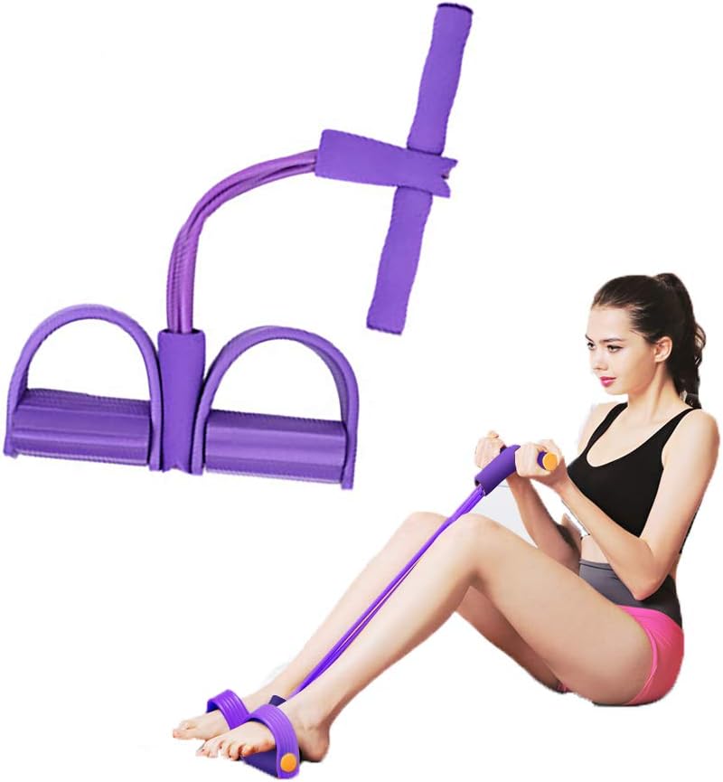 Tsosginaog Fitness Sit-up Exercise Equipment Pedal Resistance Band, Elastic Pull Rope for Home Gym Yoga Workout,for Abdomen, Waist, Arm Slimming Training,Purple