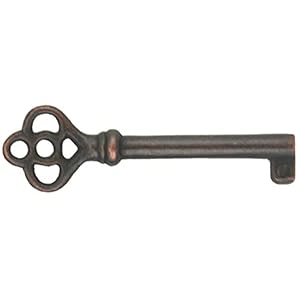 Antique Copper Plated Hollow Barrel Skeleton Key for Cabinet Doors, Dresser Drawers, Grandfather Clocks - Antique, Vintage, Old Furniture | KY-14AC