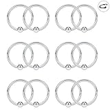 SCERRING 12PCS 18G 10mm Nose Hoop Lip Eyebrow Tongue Helix Tragus Cartilage Septum Piercing Ring - Silver