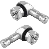 MTRPS 2PCS Motorcycle Tire Valve Stems, 90 Degree Aluminum Motorbike Wheel Valve Stem with Rubber Seals, 10mm to 11.3mm Tire Tubeless Valve Stems for Motorcycles Scooters Bicycles (Silver)