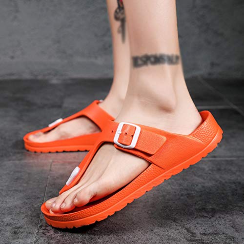 Corriee Mens Thong Sandals Summer Slippers Indoor Outdoor Flat Shoes Beach Flip Flops Orange