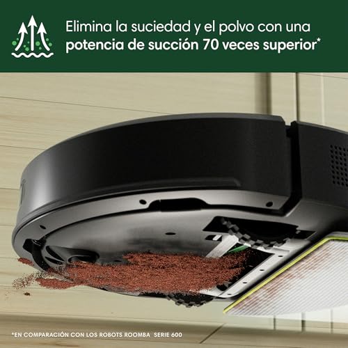 Roomba 105 Combo y Base AutoEmpty con autovaciado de 75 días, Aspirador y friegasuelos, Clearview LiDAR, 7000Pa,120 mins, SmartScrub, Evita obstáculos,Recarga y reanuda,App, 3 Modos Limpieza_N