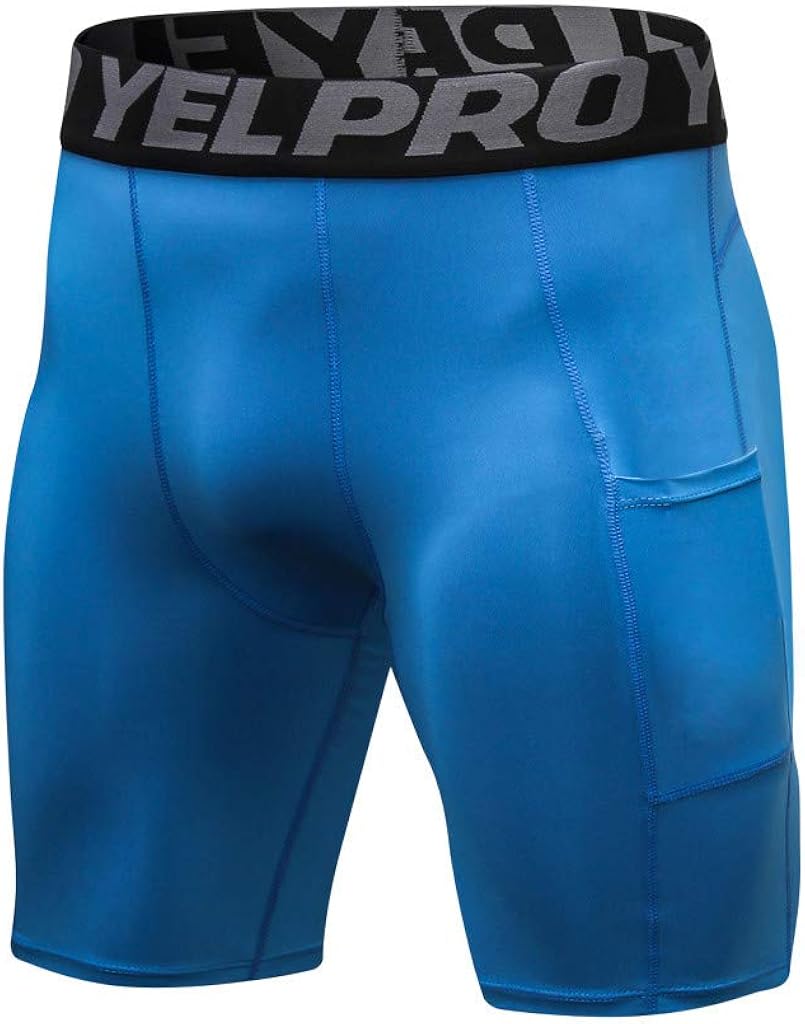 FANSHONN Mens Compression Shorts Gym Bodybuilding Workout Training Short Pants with Pockets