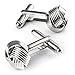 UHIBROS Love Knot Cufflinks Stainless Steel Tuxedo Shirt Cuff Links Silver Woven for Men Business Gift