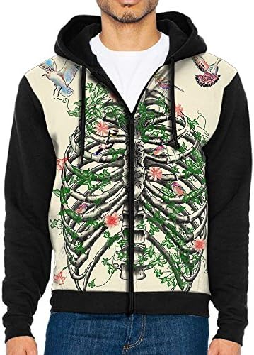 AWAWAWAWA AWAWAWA Men's Body Skeleton Of Grass Full Zip Hoodie Sweatshirt Cool Jacket Coat Outwear
