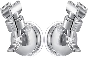 HVIWW Adjustable Shower Head Holder - Suction Cup Wall Mount Bracket, ABS Removable Handheld Wand Holder, Silver (2 Pack)