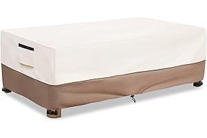 SoloToo Outdoor Coffee Table Cover Waterproof, Patio Rectangular Side Table Covers, 48W x 28D x 16H Inches Outdoor Tables Cover (Beige)