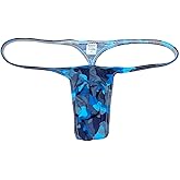 OROCOJUCO Men Printed Posing Thong Shallow Slim Pouch Micro G-string Swim T-back Bikini Underwear Minimal Coverage Tangas