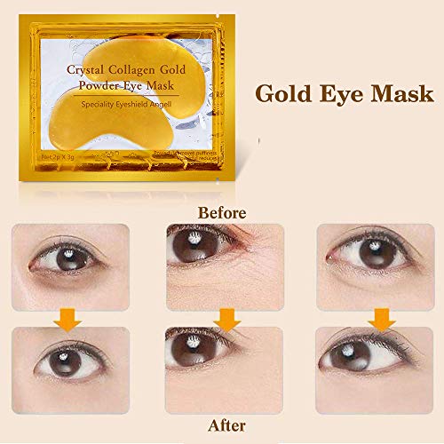 Under Eye Collagen Patch, 24K Gold Anti-Aging Eye Mask, Pads for Puffy Eyes, Tired Eyes, Fine Lines, Wrinkles, Dark Circles, and Puffy Eyes, Gel Pads 20 Pairs