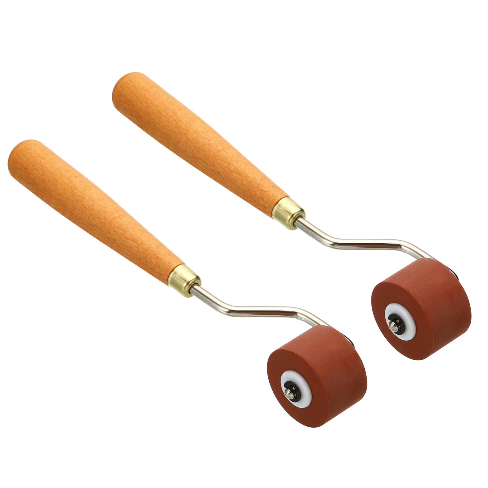 PATIKIL 1.2 Inch Rubber Roller Brayer, 2 Pack Anti Skid Hard Rubber Roller Tools for Wallpaper Art Craft Printing Printmaking Ink Stamping Tape Construction