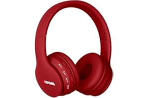MIDOLA Kids Headphones Bluetooth 5.3 Wireless 60H Play Time Volume Limit 85/110dB Over Ear Foldable Protection Headset/Wired AUX Cord Mic for Children Boy Girl Travel School Phone Pad Tablet Red