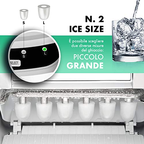 TRINITI Eiswürfelbereiter | Eiswürfelmaschine Edelstahl | 150W Ice Maker | 12/15 kg 24 h | 2 Würfelgrößen | 2 Liter… – Bild 3