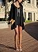 FACE N FACE Women's V-neck Loose Irregular Hem Summer Chiffon Short Casual Dress Black Large