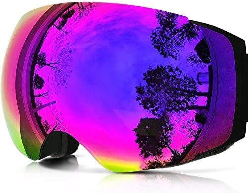 Qbsports Ski Goggles PRO Snowboarding all-Frameless,(for Men and Women) double pane goggles Anti-fog I/O lens