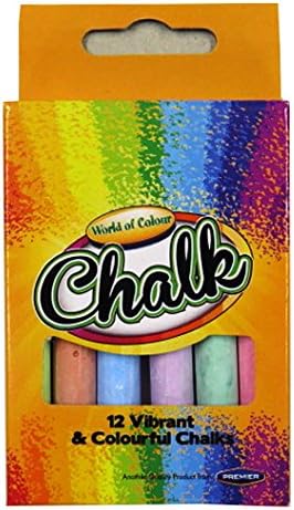 World of Colour Coloured Chalks, Box of 12, Mixed Colours