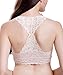 SHAPERX Women's Lace Bralette Unpadded Breathable Sexy Racerback Floral Lace Bras,SZ5509-Pink-M