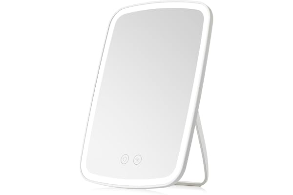 NEZZOE Lighted Makeup Mirror, Portable Mirror with Lights, 1500mAh Rechargeable Vanity Mirror with 3 Colors and Brightness Ad
