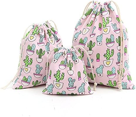 RoomDiary Drawstring Bags Home/Travel Organize Charger Headset Cable-Pink Cacti