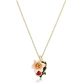 Psycheer Enamel Flower Necklace for Women - Cubic Zirconia Floral Pendant Jewelry Gift for Anniversary, Christmas, Birthday - Dainty Gold Plated Chain Accessories