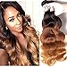B&F Hair Brazilian Virgin Ombre Hair Body Wave Weft 3 Bundles 100% Unprocessed Virgin Human Hair Extensions (100+/-5g)/pc (18 20 22inch #1b/#4/#27)