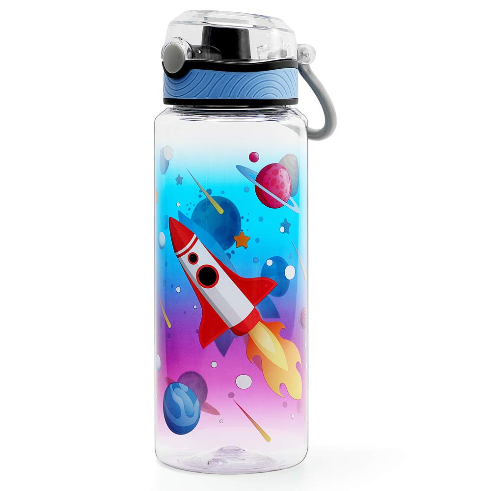 Home Tune Cute Water Bottle, BPA FREE Tritan, Leak Proof, Easy Clean, Carry Handle, 680ml - Rocket — image 1