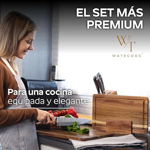 Embalar 2 tábuas de cortar de cozinha em madeira de acácia + suporte incluído