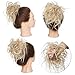 SEGO Tousled Updo Messy Bun Hair Piece Scrunchies Synthetic Wavy Bun Extensions Rubber Band Elastic Scrunchie Chignon Instant Ponytail Hairpiece for Women -Mixed Bleach Blonde